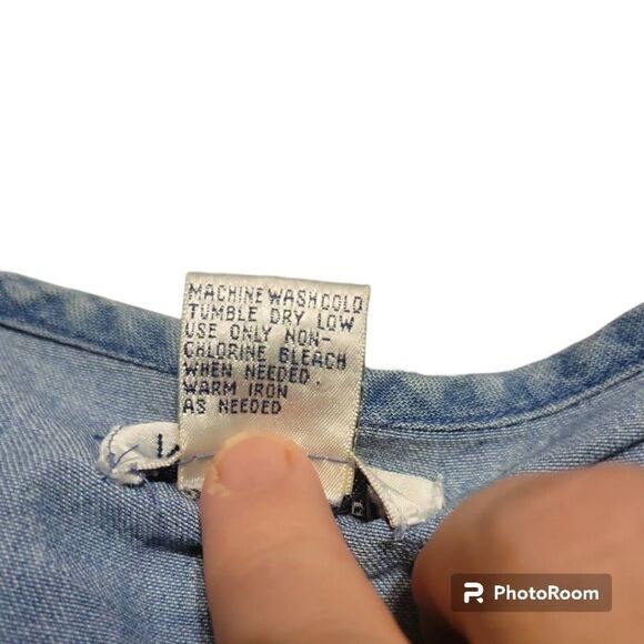 Vintage Van Heusen Medium Wash Lattice Woven Vest with Toggle Buttons Women's Si - Picture 6 of 6